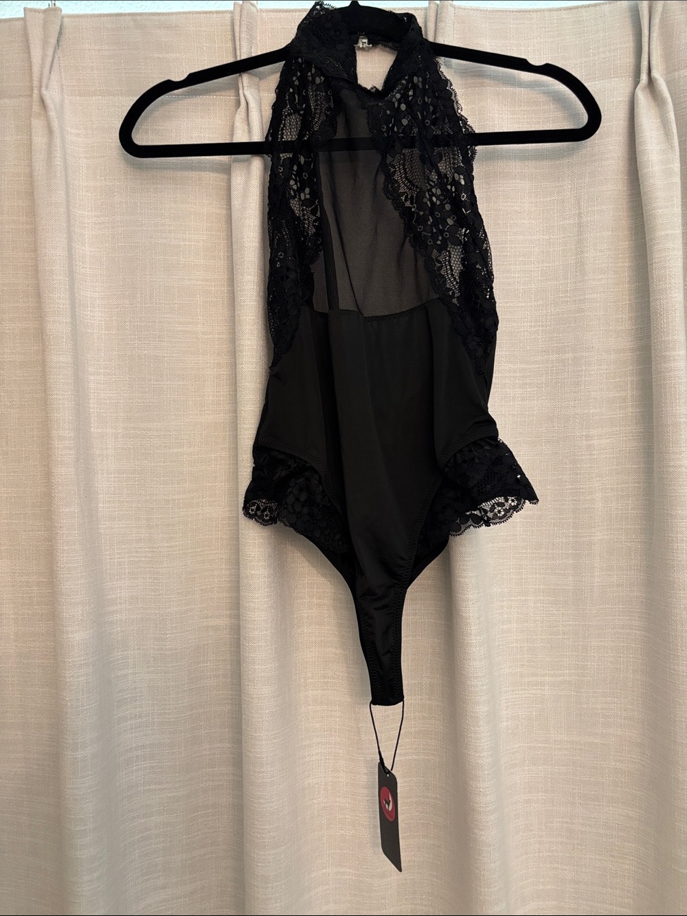 torrid Black Lace Halter Teddy Bodysuit, small